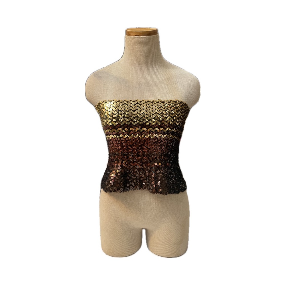 Gold and Bronze Sequin Strapless Tube Top